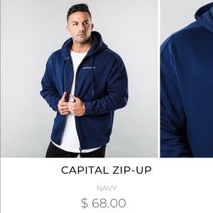 Alphalete Capitol Zip Up Hoodie in Navy Blue